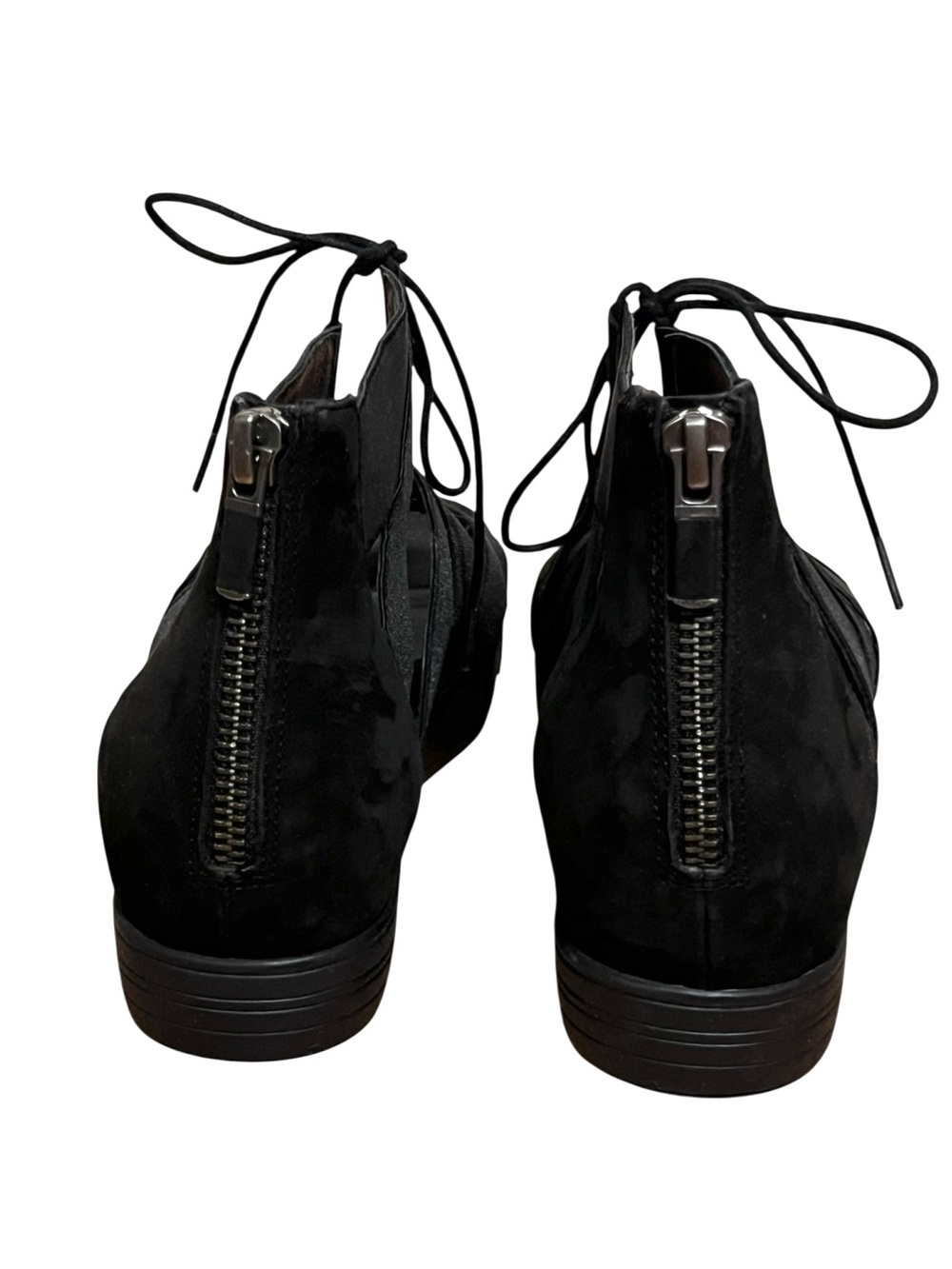 Eileen Fisher Link Elastic Strappy Zip Back Comfort Minimalist Black Sandals — 7 - Picture 7 of 10